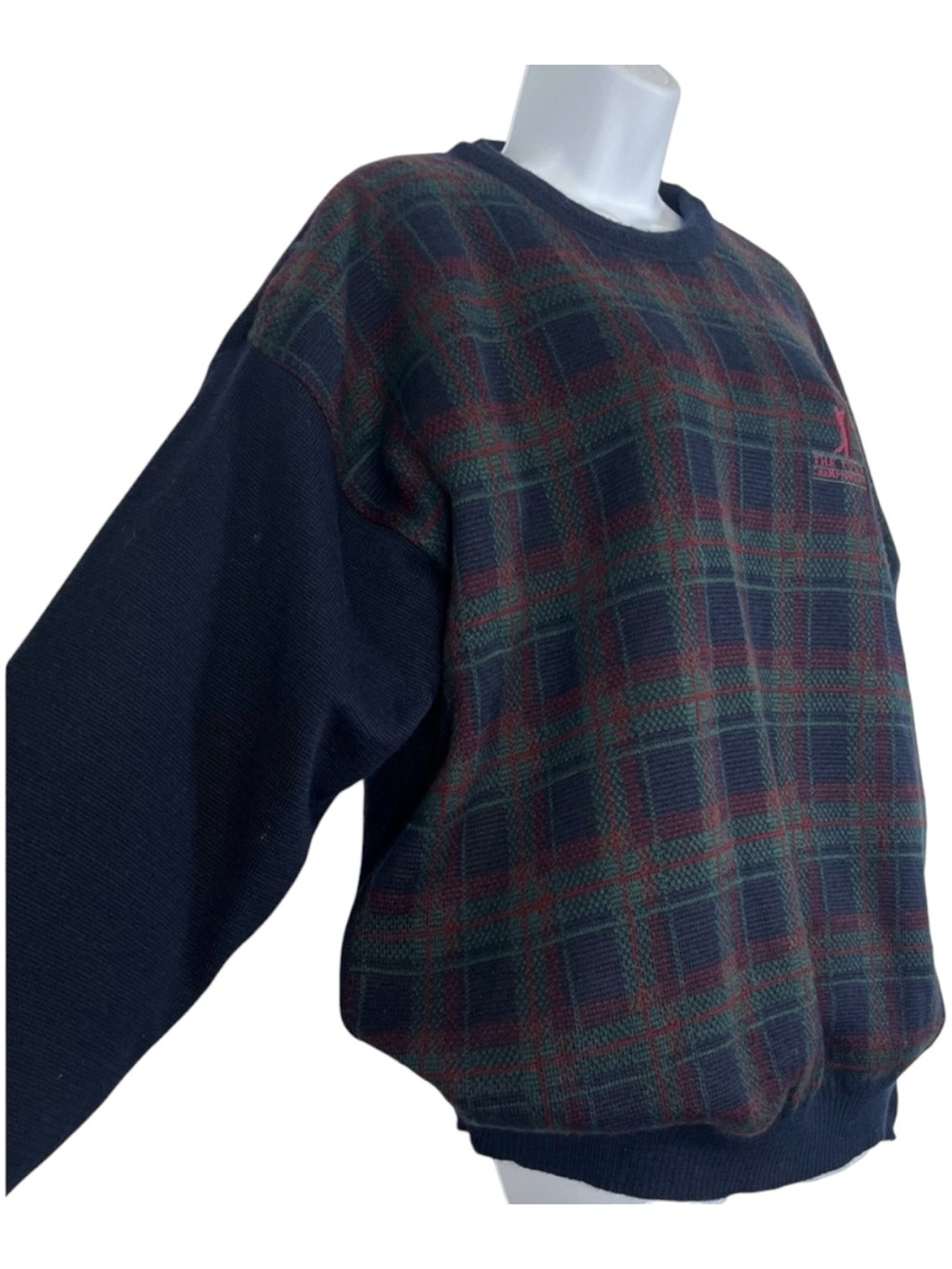 Vintage ProQuip Wind Stopper Plaid Wool Blend Golf Sweater Made in England SzL